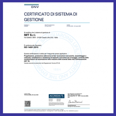 IWT è orgogliosa di annunciare la sua certificazione ISO 14001:2015!